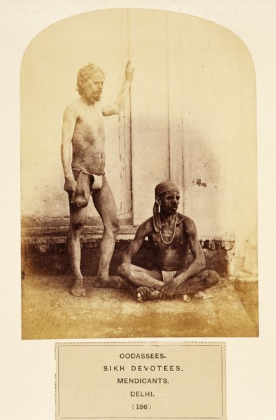 Oodassees, Sikh Devotees, Mendicants, Delhi, from The People of India, by J. Forbes Watson, published 1868 by English Photographer